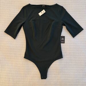 Express Dark Green Boatneck Bodysuit